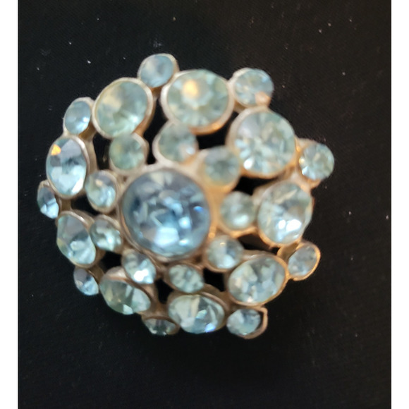 Vintage Jewelery Light Blue Rhinestone Pin Brooch - Picture 2 of 5